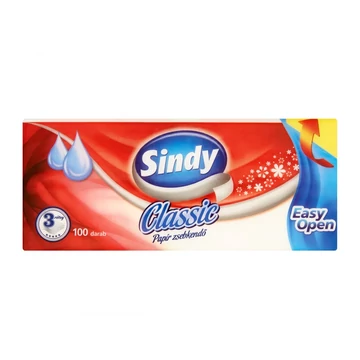 Papírzsebkendő 3 rétegű 100 db/csomag Sindy Classic Papírzsebkendő 3 rétegű 100 db/csomag Sindy Classic
