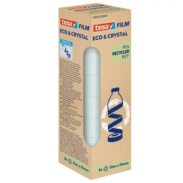Ragasztószalag 19mmx10m irodai átlátszó újrahasznosított Tesa Eco & Crystal 8db/doboz Ragasztószalag 19mmx10m irodai átlátszó újrahasznosított Tesa Eco & Crystal 8db/doboz
