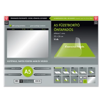Tankönyvborító öntapadó, A5 35x26cm, 10 ív/csomag, Ars Una, víztiszta