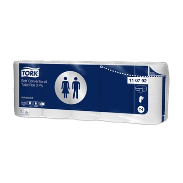 Toalettpapír 3 rétegű átmérő: 12 cm 150 lap/19,4 m/tekercs 10 tekercs/csomag Soft T4 Tork_110792 fehér Toalettpapír 3 rétegű átmérő: 12 cm 150 lap/19,4 m/tekercs 10 tekercs/csomag Soft T4 Tork_110792 fehér