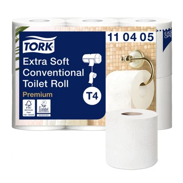Toalettpapír 4 rétegű kistekercses átmérő: 11,8 cm 153 lap/tekercs 6 tekercs/csomag Extra Soft T4 Tork_110406 fehér Toalettpapír 4 rétegű kistekercses átmérő: 11,8 cm 153 lap/tekercs 6 tekercs/csomag Extra Soft T4 Tork_110406 fehér