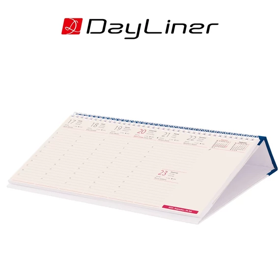 Asztali naptár Kódex 320 x 150 mm, fekvő kék műbörrel borított tartóval Dayliner 2026.