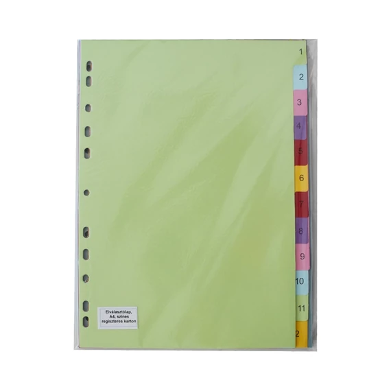 Elválasztólap, A4, színes regiszteres karton 25 db/csomag, Bluering®