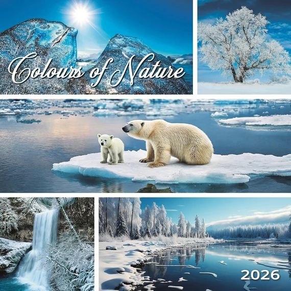 Falinaptár képes 330 x 330 mm, fehér lapokkal Colours of Nature Dayliner 2026.