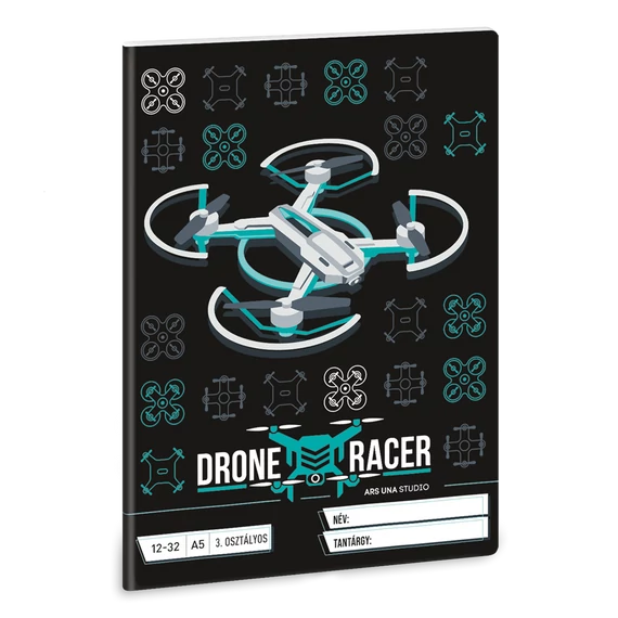 Füzet iskolai A5, 32lap, vonalas 12-32 3.osztályos Ars Una DRONE RACER (5131) 22 10db/csomag