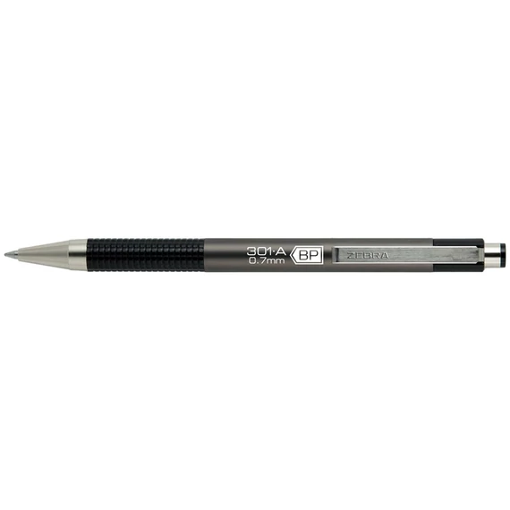 Golyóstoll 0,7mm, metál antracit test, Zebra F-301A, írásszín kék
