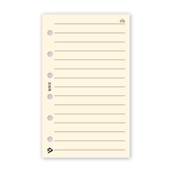 Gyűrűs kalendárium utántöltő csomag  3/512 sárga papíros vonalas jegyzet S mérethez Realsystem 