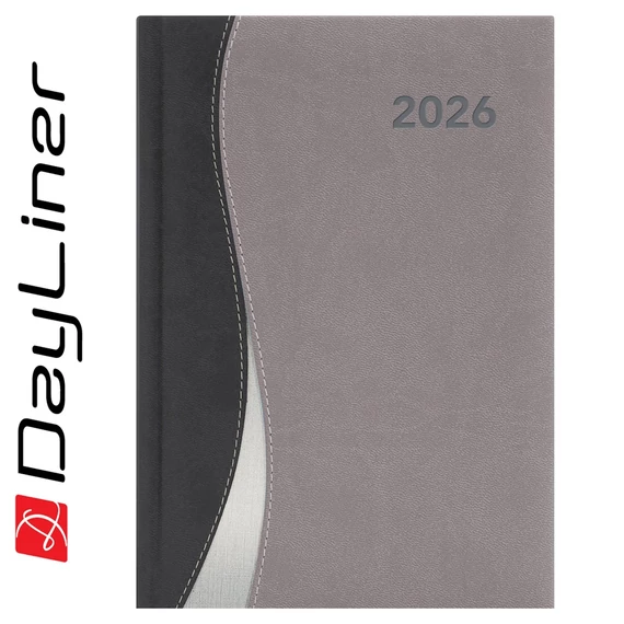 Határidőnapló Dubai A5 napi, fehér lapokkal fekete-szürke Dayliner 2026.