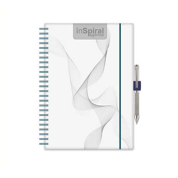 Határidőnapló InSpiral A5 heti, fehér lapokkal GT fehér-kék Dayliner 2026.