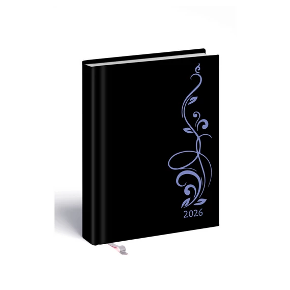 Határidőnapló Laser B/6, heti fehér lapokkal lila-pillangó mintával Realsystem 2026.