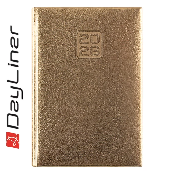 Határidőnapló Mirror A5 heti, fehér lapokkal arany Dayliner 2026.