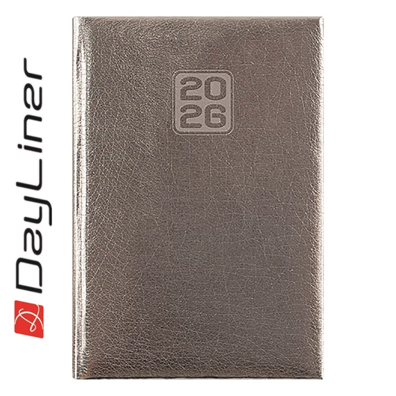 Határidőnapló Mirror A5 heti, fehér lapokkal ezüst Dayliner 2026.