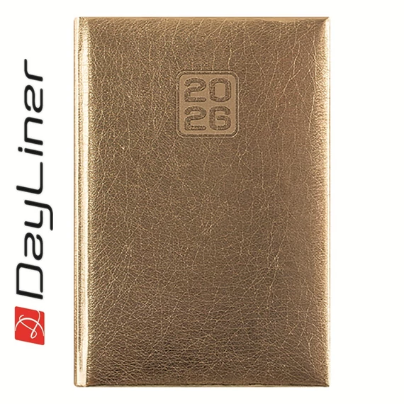 Határidőnapló Mirror B6 heti, fehér lapokkal arany Dayliner 2026.