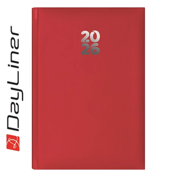 Határidőnapló Pannon A5 heti, fehér lapokkal piros Dayliner 2026.