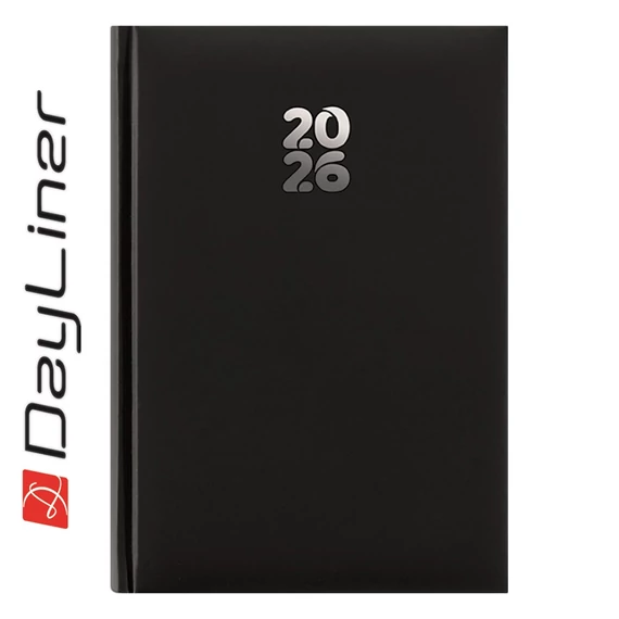 Határidőnapló Pannon A5 napi, fehér lapokkal fekete Dayliner 2026.
