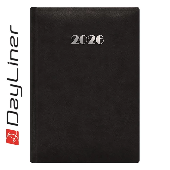 Határidőnapló Pellana A5 napi, fehér lapokkal fekete Dayliner 2026.