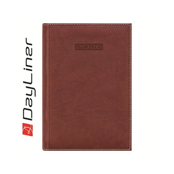 Határidőnapló Sherwood B5 heti, krémszínű lapokkal barnásvörös Dayliner 2026.