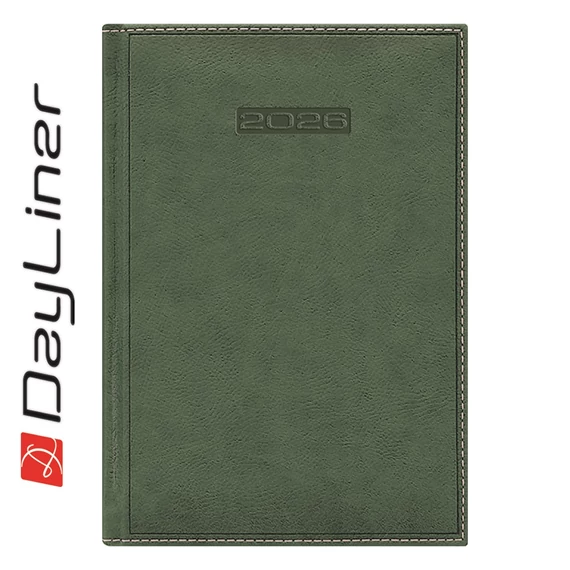 Határidőnapló Sherwood B5 heti, krémszínű lapokkal zöld Dayliner 2026.