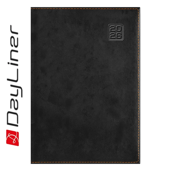 Határidőnapló Square B5 heti, fehér lapokkal fekete Dayliner 2026.