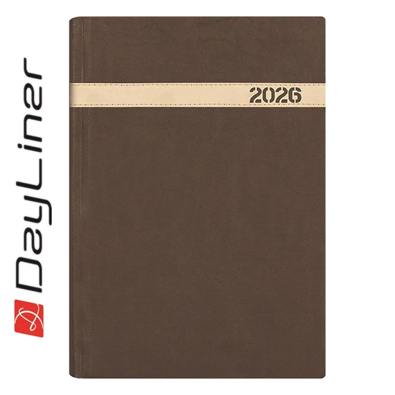 Határidőnapló The Boss A5 napi, fehér lapokkal barna Dayliner 2026.