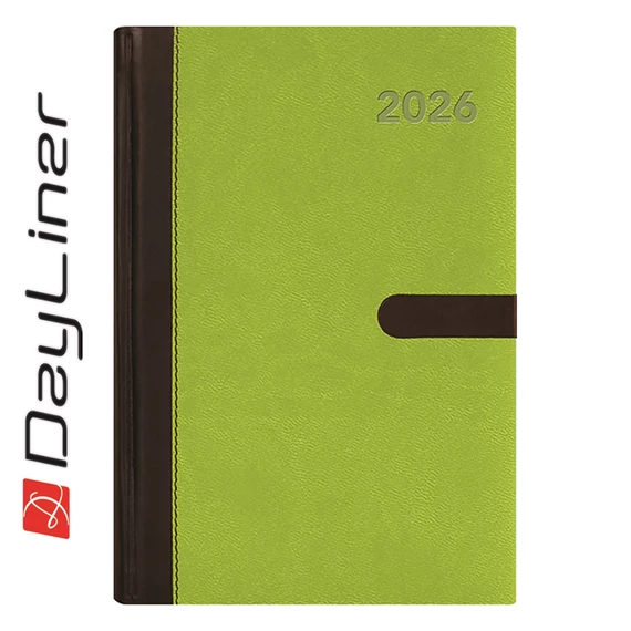 Határidőnapló Winner A5 heti, fehér lapokkal zöld Dayliner 2026.