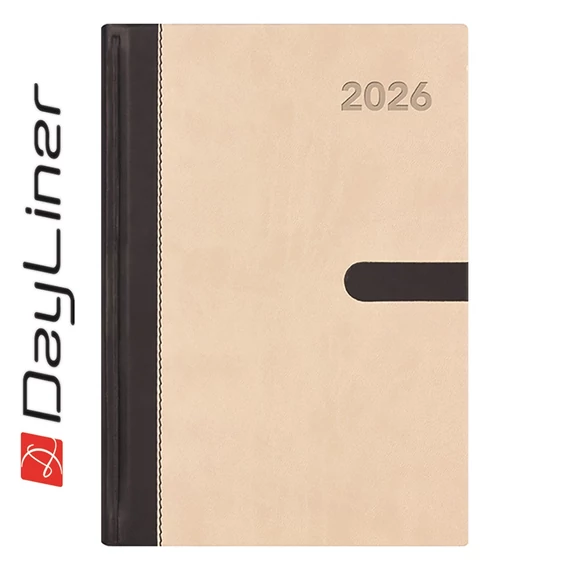 Határidőnapló Winner A5 napi, fehér lapokkal bézs Dayliner 2026.