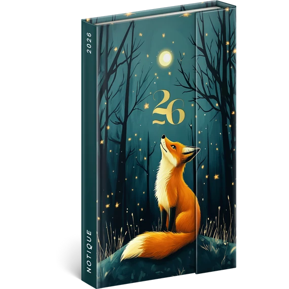 Határidőnapló mágnessel záródó, heti, fehér lapokkal Fox 130x210 mm, Presco
