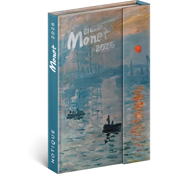 Határidőnapló mágnessel záródó, krémszínű lapokkal Claude Monet 110×160 mm, Presco