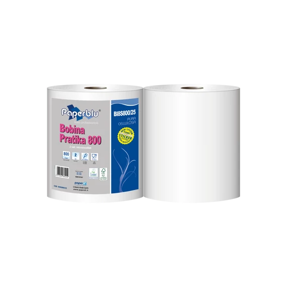 Ipari törlő 2 rétegű tekercses átmérő: 26 cm 800 lap/tek 2 tekercs/karton Paperdi Bobina Pratika 800_BI8S800/25
