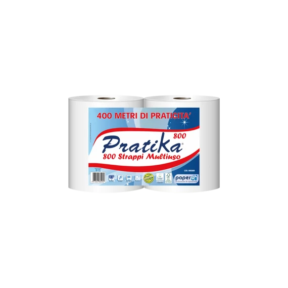 Ipari törlő 2 rétegű tekercses átmérő: 26 cm 800 lap/tek 2 tekercs/karton Paperdi Pratika 800_BI8S800