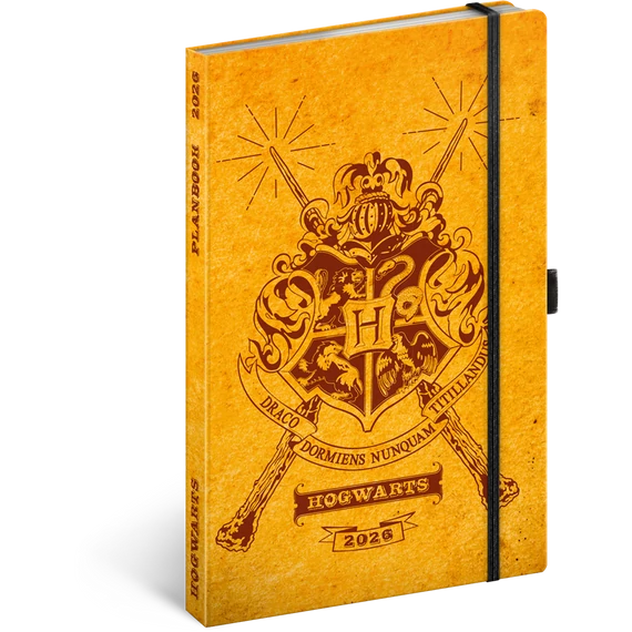 Keménytáblás notesz krémszínű lapokkal leszorító gumiszalaggal Harry Potter-Hogwarts 130x210mm, Presco