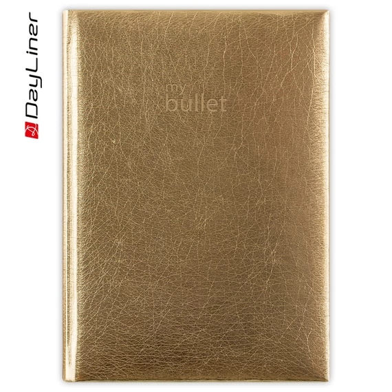 Keménytáblás notesz pontozott vonalozással Mirror A5 Bullet, fehér lapokkal arany Dayliner 2026.