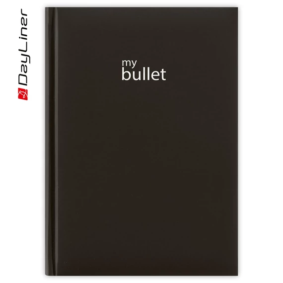 Keménytáblás notesz pontozott vonalozással Pannon A5 Bullet, fehér lapokkal fekete Dayliner 2026.