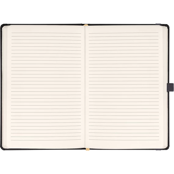 Keménytáblás notesz vonalas krémszínű lapokkal leszorító gumiszalaggal Gray 130x210mm, Presco