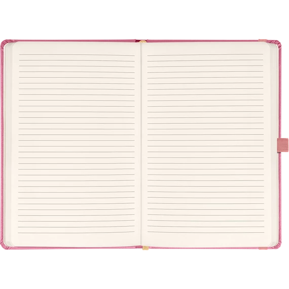 Keménytáblás notesz vonalas krémszínű lapokkal leszorító gumiszalaggal Pink 130x210mm, Presco