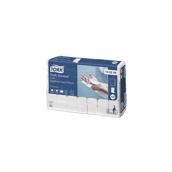 Kéztörlő 2 rétegű Interfold hajtogatású 110 lap/csomag 21 csomag/kartonhó Premium Xpress Multifold H2 Tork_100288 fehér