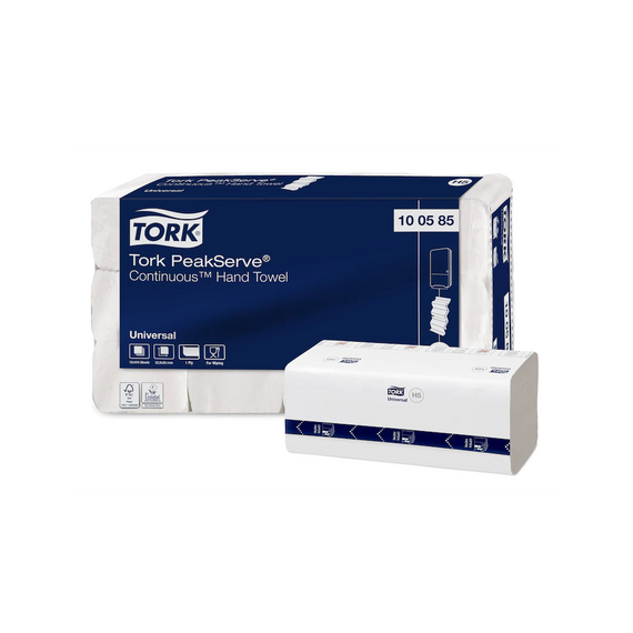 Kéztörlő folyamatos adagolású 410 lap/csomag 12 csomag/karton 12 db/karton PeakServe® Tork_100585 fehér