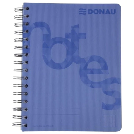 Spirálfüzet A/4 140 lap PP borító kék Donau kockás