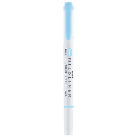 Szövegkiemelő 1,0/3,5 mm, kétvégű, Zebra Mildliner Fluorescent, kék