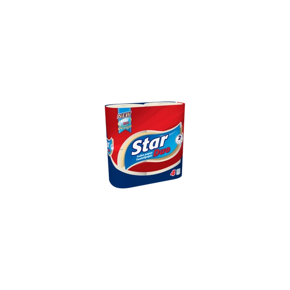 Toalettpapír 2 rétegű kistekercses 100% cellulóz 4 tekercs/csomag Star Duo