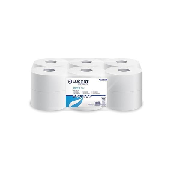 Toalettpapír 2 rétegű közületi átmérő 19 cm hófehér 100 % cellulóz 12 tekercs/karton Aquastream 150 Lucart_812223J