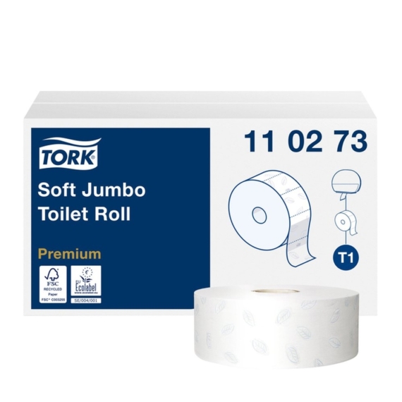 Toalettpapír 2 rétegű közületi átmérő: 26 cm 6 db/csomag Soft Jumbo T1 Tork_110273 hófehér