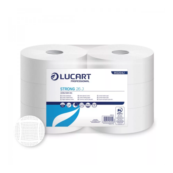 Toalettpapír 2 rétegű közületi átmérő: 26 cm hófehér 6 tekercs/csomag Strong 26 J Lucart  _812204J
