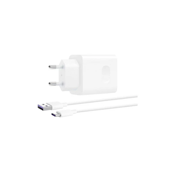 Töltő hálózati HUAWEI USB aljzat (40W, PD gyorstöltő + Type-C kábel) fehér