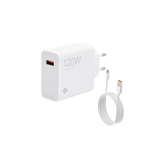 Töltő hálózati XIAOMI USB aljzat (120W, PD gyorstöltő 3.0 + Type-C kábel) fehér