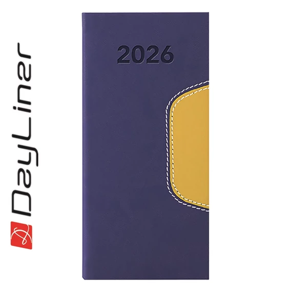 Zsebnaptár Memphis fekvő heti, fehér lapokkal kék-sárga Dayliner 2026.