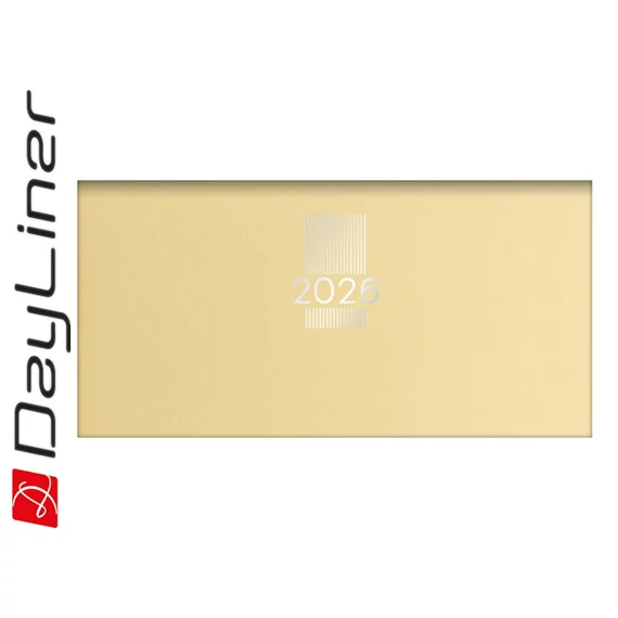 Zsebnaptár MyPastel fekvő heti, krémszínű lapokkal sárga Dayliner 2026.
