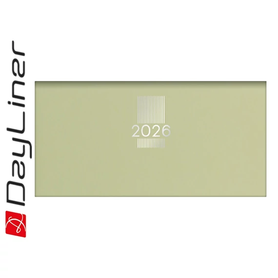 Zsebnaptár MyPastel fekvő heti, krémszínű lapokkal világoszöld Dayliner 2026.