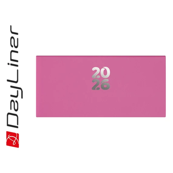 Zsebnaptár Pannon fekvő heti, fehér lapokkal fuchsia Dayliner 2026.