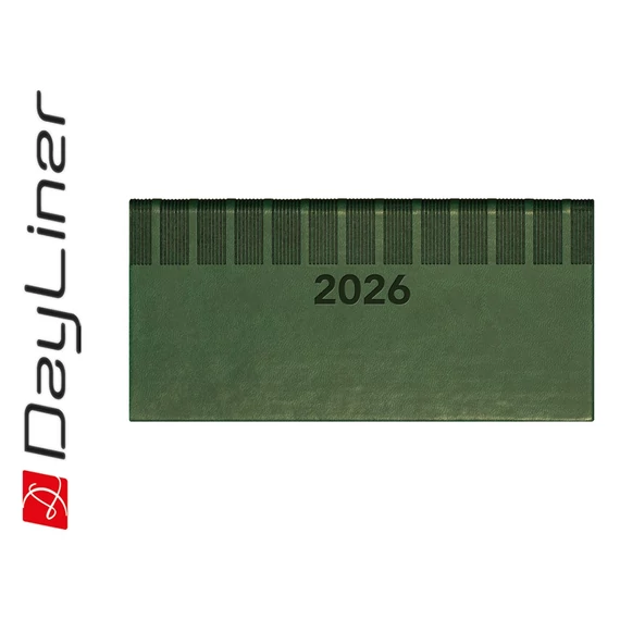 Zsebnaptár Tucson fekvő heti, fehér lapokkal zöld Dayliner 2026.